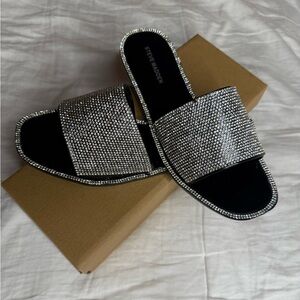 Steve Madden Sparkling Silver Slide Sandals